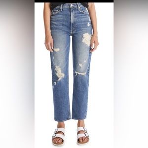 Mother straight jeans high waisted study hover: peaches and screams